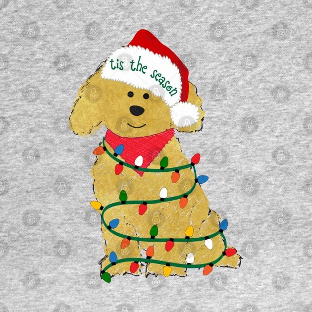 Goldendoodle  Decorated with Christmas Lights by EMR_Designs